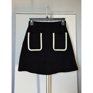 ZARA Black Knit Skirt With White Outline Front Pockets - Size XS